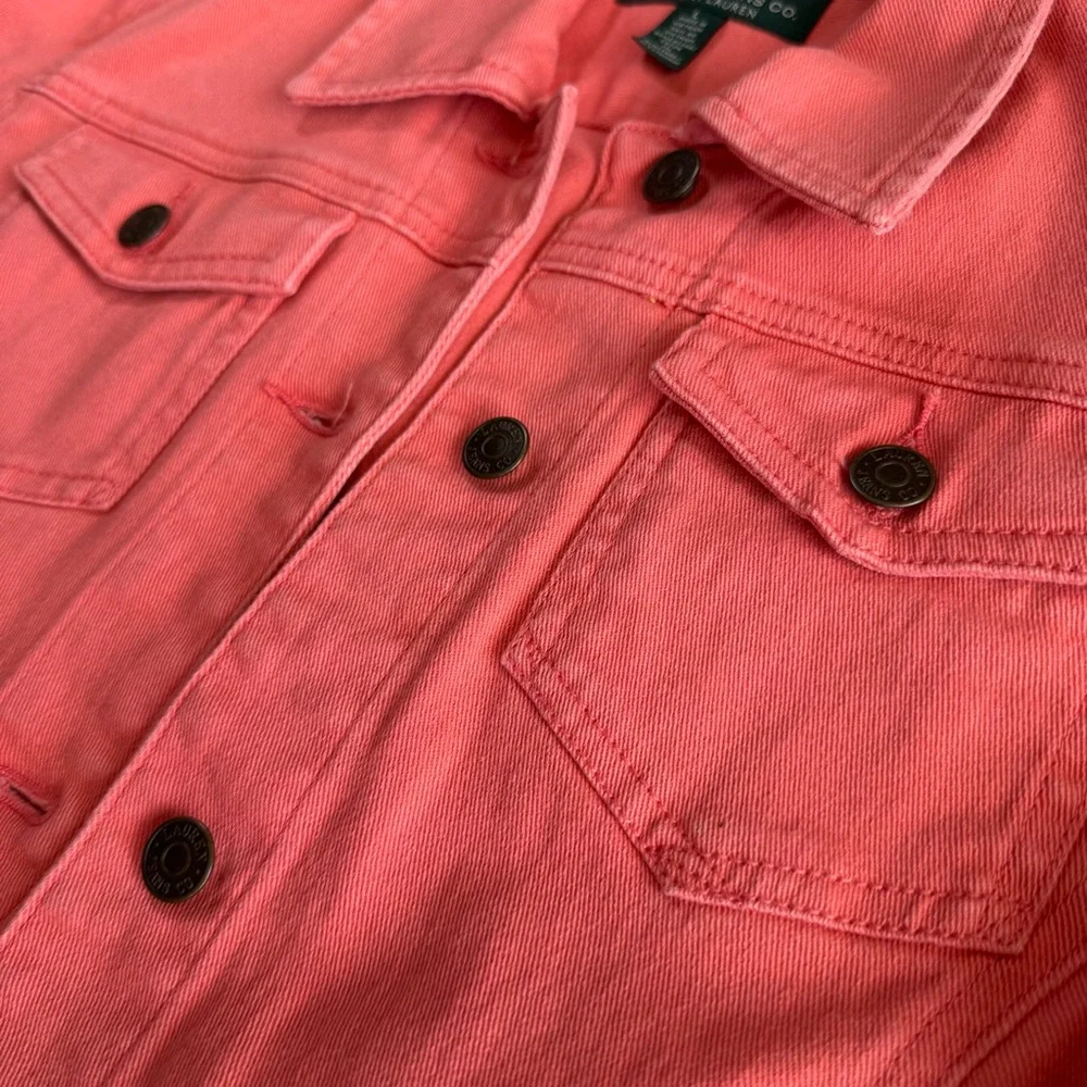 Ralph Lauren Coral Denim Jacket L Salmon Pink Color - Picture 6 of 14